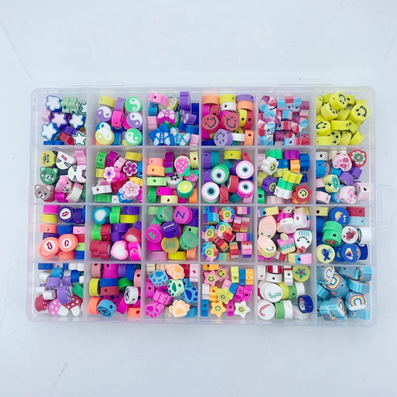24 Grid 480 PCs Colorful Polymer Clay Beaded Set DIY Bracelet